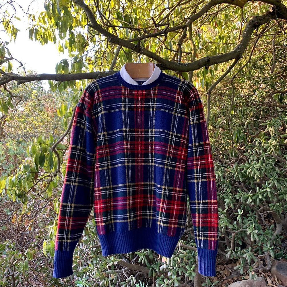 Ralph Lauren vintage 80's wool plaid crewneck sweater